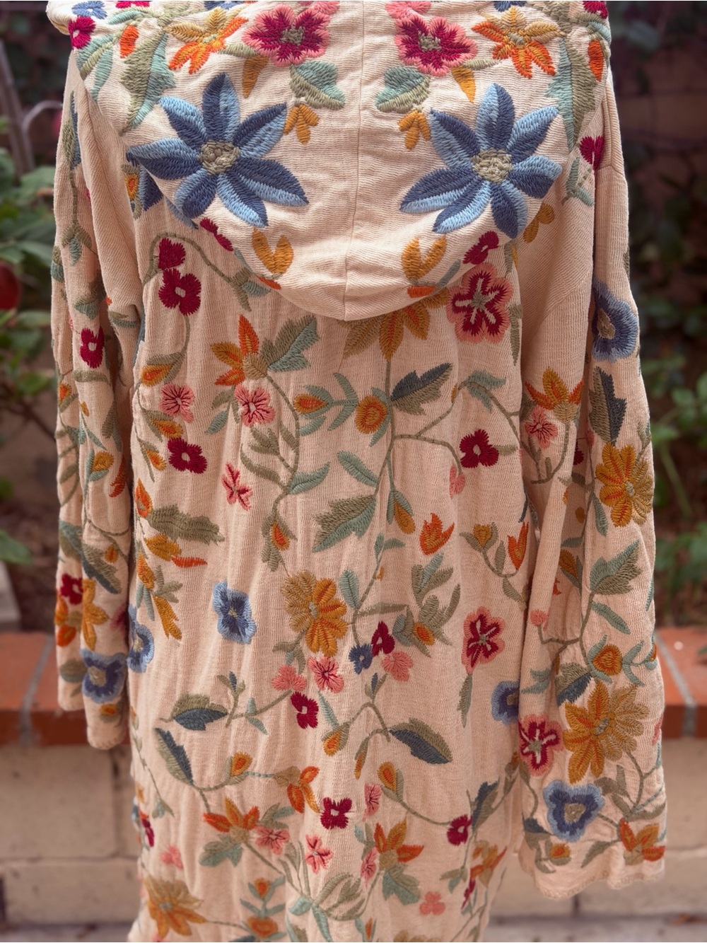 Johnny Was SACAI HOODED DUSTER Floral Embroidered Hooded Cardigan - Picture 6 of 9